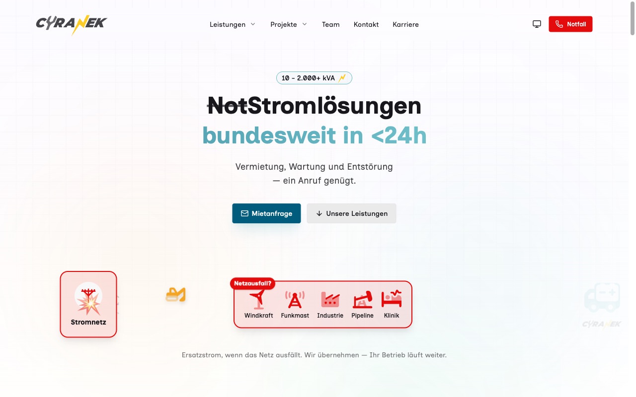 Startseite von Cyranek Notstrom