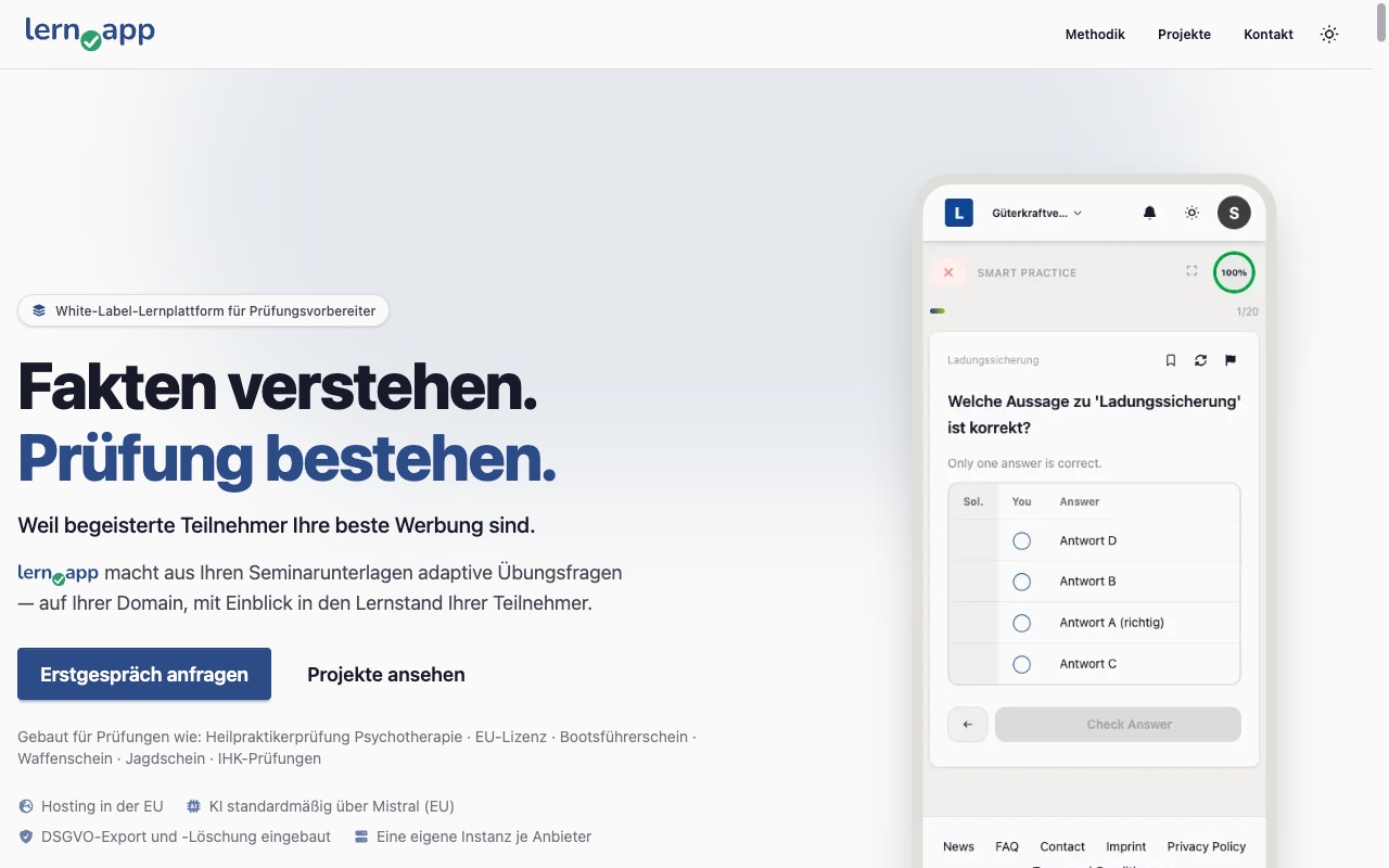 Startseite von lern.app